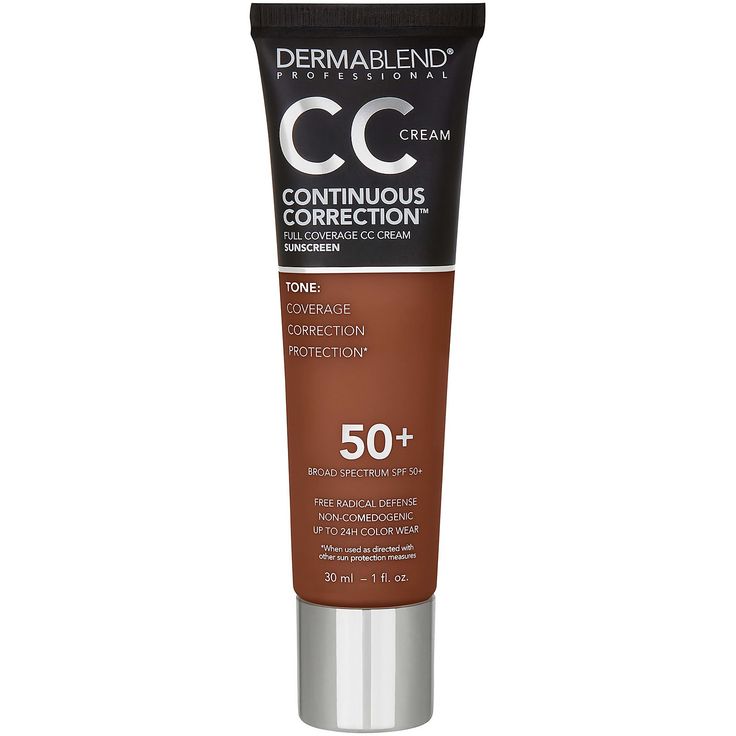 Your all-in-one skincare + coverage hybrid for radiant skin = Dermablend CC Cream. Provides Skin Tone Coverage, Correction & Protection #1 Dermatologist Recommended Coverage Brand, Dermablend brings you Continuous Correction™ CC Cream SPF 50+. This non-comedogenic CC Cream foundation provides skin tone coverage, correction, and protection. SKIN TONE FULL COVERAGE: Weightless and breathable, this CC Cream gives a perfectly balanced and undetectable full coverage without clogging pores or weighing Makeup Color Corrector, Cream Foundation, After 4, Color Corrector, Skin Radiance, Dermatologist Recommended, Cc Cream, No Foundation Makeup, Makeup Reviews