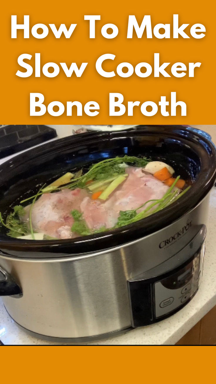 Making turkey bone broth soup in a slow cooker crockpot. Homemade Bone Broth Crockpot, Turkey Broth With Bones Crockpot, Ham Bone Broth Slow Cooker, Turkey Bone Broth Recipe Crock Pot, Slow Cooker Chicken Bone Broth, Chicken Bone Broth Recipe Crock Pots, How Long Cook Turkey, Crock Pot Bone Broth, Bone Broth Slow Cooker