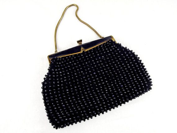 Vintage 60s Bag / Beaded Evening Bag / Mod by VintageSquirrels #mod #accessories #vintage #handbag #60s #70s Mod Accessories, Vintage Bridesmaid Dresses, Australian Vintage, Large Purse, Beaded Evening Bags, Vintage Handbag, Vintage Clothing Men, Accessories Vintage, Dark Navy Blue