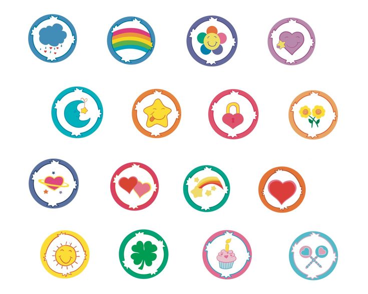 a bunch of different colored badges with hearts and flowers on them, all in the same color