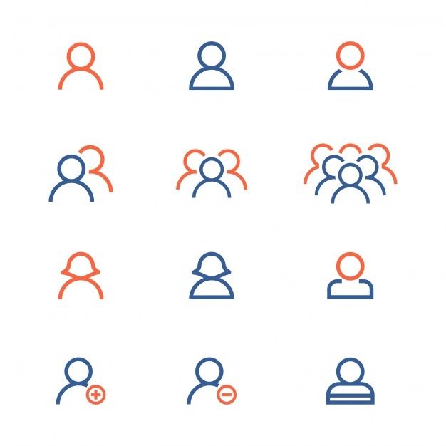 the icons for people are shown in blue and red