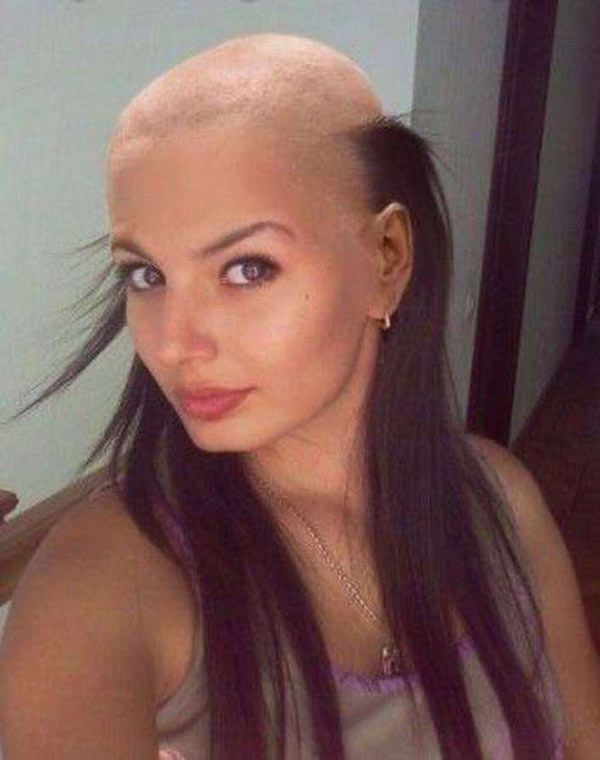 Funny Photos Of People, Shaved Head Women, Bad Haircut, Funny Memes About Girls, Extreme Hair, Girl Memes, Slick Hairstyles, Shaved Head, Haircuts For Long Hair