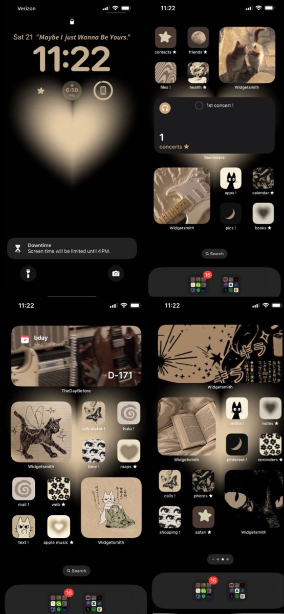 an iphone screen with many different images on it