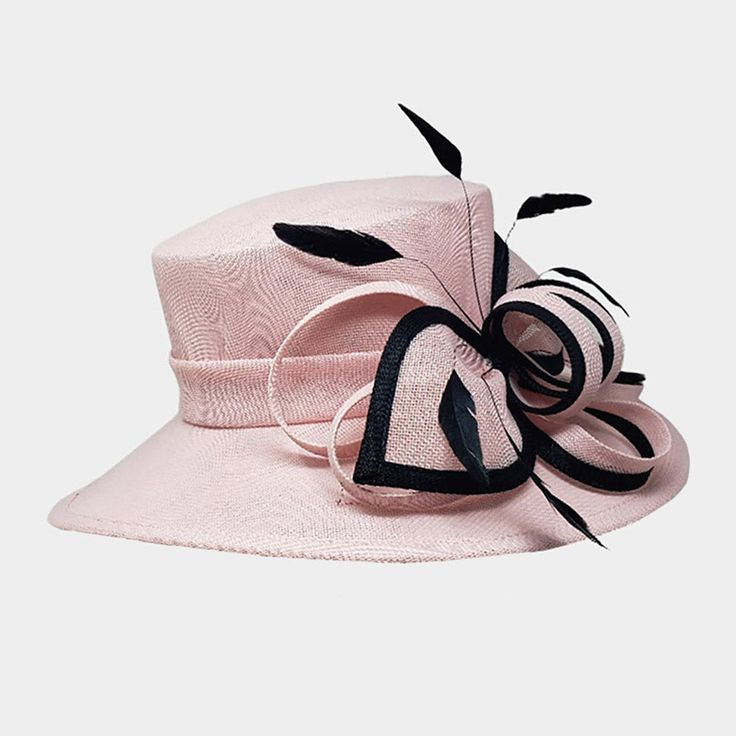 Crown Circumference : 23" Crown Height : 4" Brim Height : 4" Material : 100% Polyester Fitted Pink Brimmed Fedora, Pink Fitted Brimmed Fedora, Formal High Crown Spring Hat, High Crown Hats For Spring, Fitted High Crown Fedora For Summer, Summer High Crown Fitted Fedora, Structured Crown Cloche Hat For Kentucky Derby, Fitted High Crown Sun Hat For Spring, Pink Fitted Fedora For Kentucky Derby