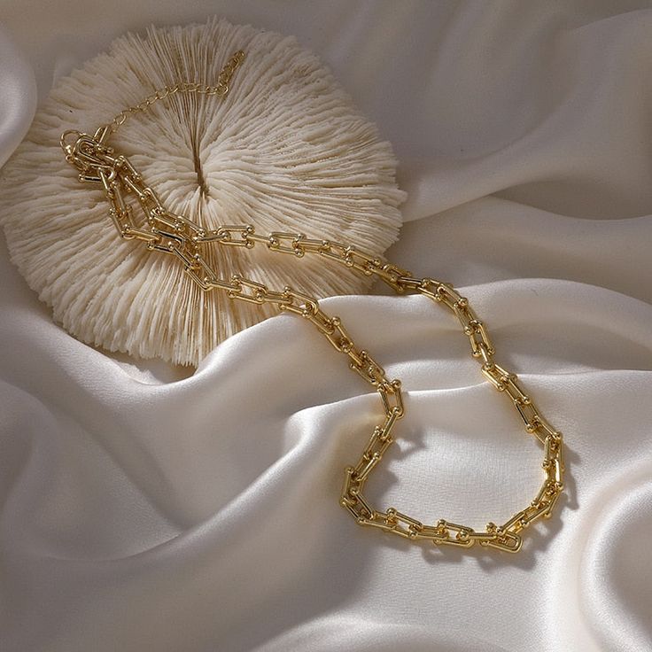 Bold Gold Chain against fabric and cream pillow Stacking Necklaces, Simple Pearl, Stacked Necklaces, Pearl Necklaces, Rose Pendant, Gold Pearl Necklace, Gold Filled Ring, Gold Necklace Layered, Pearl Choker