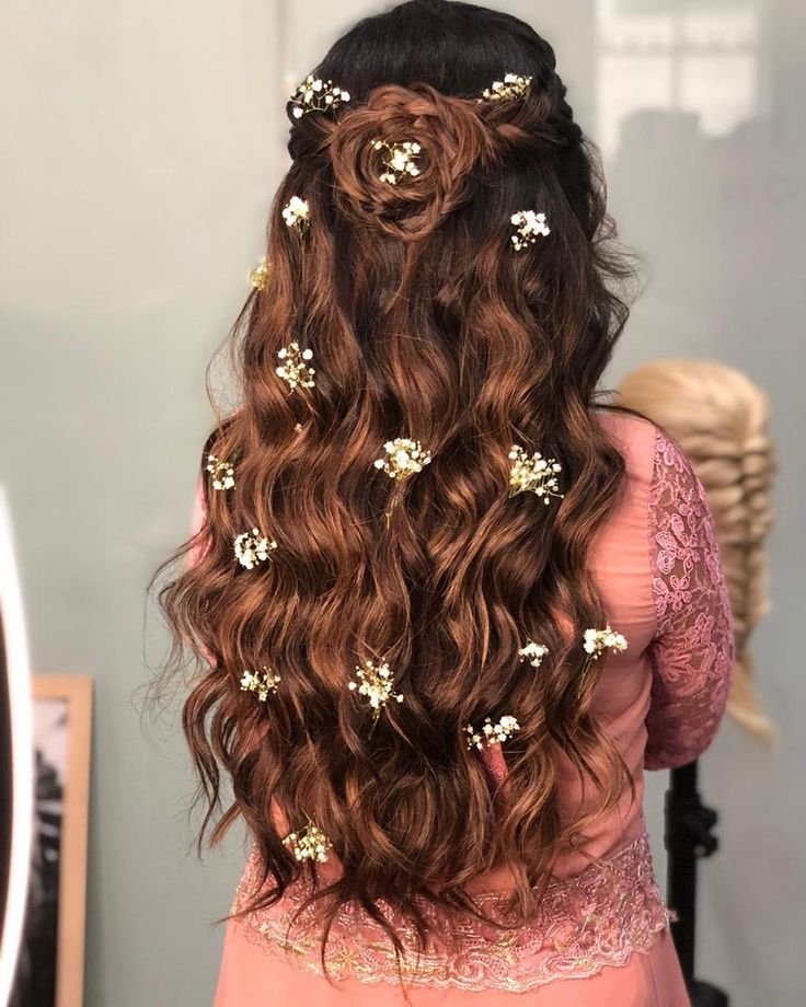 Bridal Hairstyle Ideas For Every Indian Bride. Most Trending Hairstyles for the Indian Bride in 2019! Follow us for daily wedding inspirations! Instagram: @weddingsonly.in . . . . #indianbride #bridalhairstyles #bridalmakeup #hairstyles #diyhairstyles #wedding #indianwedding #bridetobe #bride #bridesofindia #openhair #bridesofindia #bridalbeauty #bridalhair Hairstyle With Real Flowers, Haldi Hairstyle, Hairstyles For Lehenga, Flower Hairstyles, Floral Hairstyle, Hairstyle Flowers, Engagement Hairstyle, Desinger Dresses, Lehenga Hairstyles