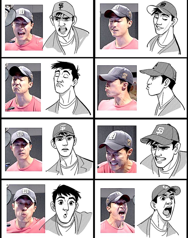 the faces of many different people in baseball caps, with one man's mouth open