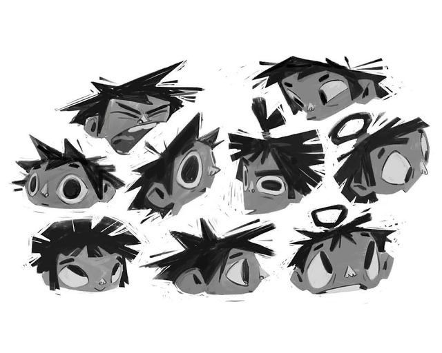 some sort of cartoon character with different facial expressions