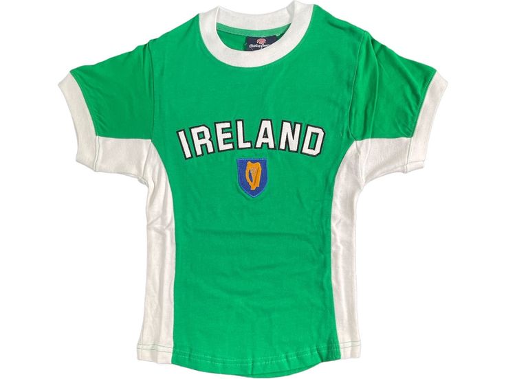 Ireland embroidery shirt 100% cotton Please see size chart in pictures for correct fit Classic Cotton Shirt With Embroidered Logo, Classic Green Top With Embroidered Logo, Classic Fitted Green T-shirt, Casual Fitted T-shirt With Embroidered Logo, Fitted Short Sleeve Top With Embroidered Graphics, Fitted Cotton Tops With Embroidered Graphics, Fitted Casual T-shirt With Embroidered Graphics, Fitted Casual Tops With Embroidered Logo, Fitted White T-shirt With Embroidered Graphics