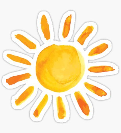 an orange sunburst sticker on a white background, with watercolor effect