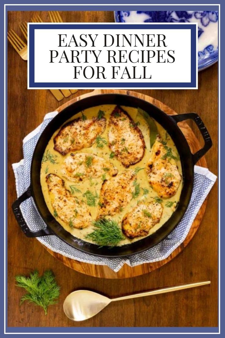 french mustard chicken dinner is served in a skillet with parsley on the side