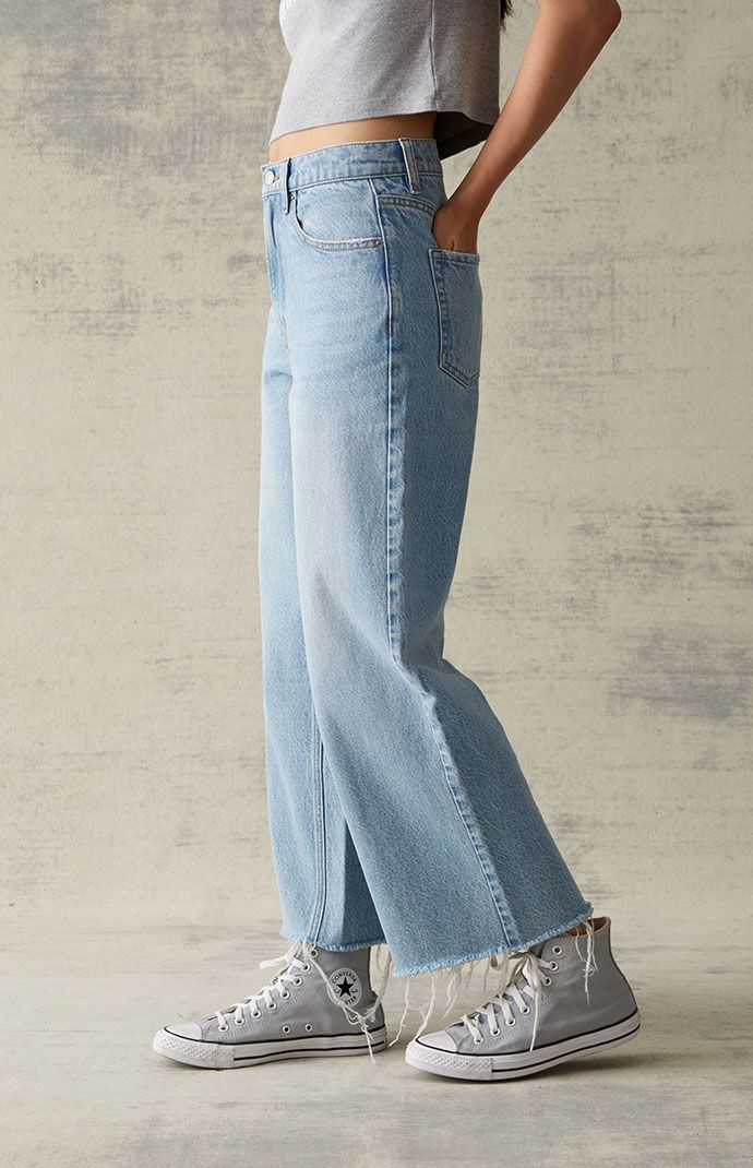 The Eco Light Blue Cropped Wide Leg Jeans from PacSun is a new classic you're gonna wanna cop now. These classic high-rise jeans get updated with a wide-leg fit for added comfort, a raw-cut hem, and a cropped length. 

Learn more about PacSun eco items