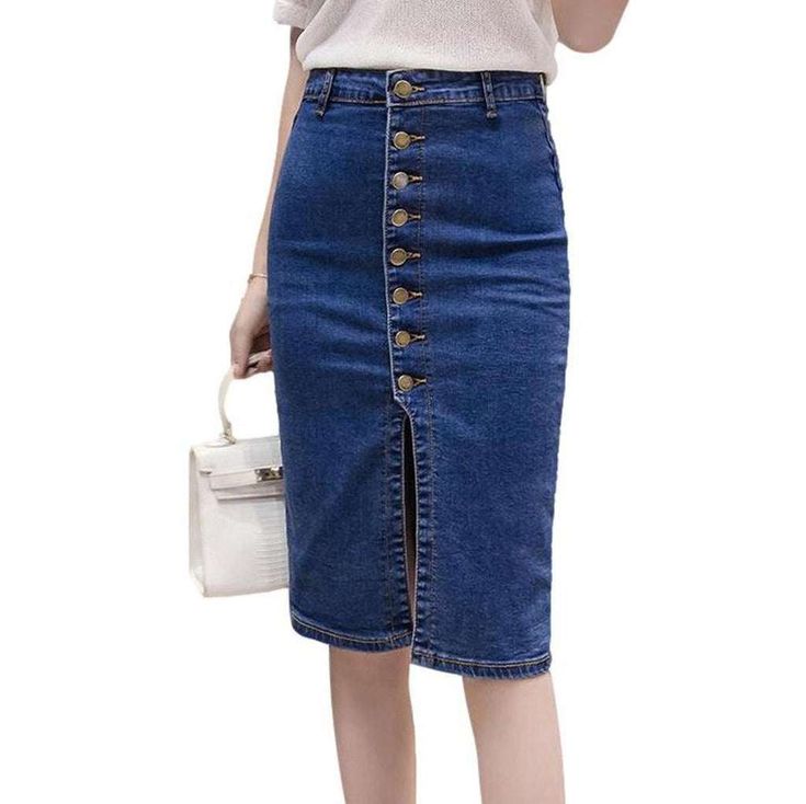 Introducing the 2023 Spring-Summer Collection's Pre-millennium-inspired knee-length denim skirt a classic conventional for the vogue fashionista!Why You'll Love ItThis denim skirt offers a unique blend of trend and comfort. making it the perfect addition to any outfit. Its high-waisted fit and buttoned closure accentuate your curves and flaunt your figure. while its stretchy fabric ensures you stay comfortable and confident all day full-length.Distinctive Features 90s-inspired: Embrace the nosta Summer Denim Knee-length Skirt, Spring Denim Knee-length Skirt, Trendy Knee-length Denim Blue Skirt, Spring Knee-length Denim Blue Skirt, Trendy Dark Wash Knee-length Skirt, Non-stretch Denim Skirt With Button Closure For Spring, Chic Knee-length Denim Skirt For Summer, Knee-length Denim Skirt With Pockets, Non-stretch Denim Knee-length Skirt