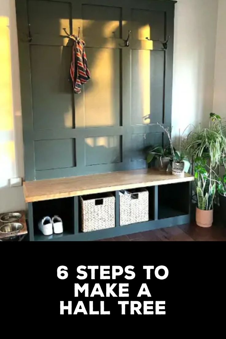 How to Make a Hall Tree Faux Hall Tree, Foyer Hall Tree Ideas, How To Build A Hall Tree Entryway, Entry Hall Tree Bench, Entryway Bench And Coat Rack Diy, Diy Hall Tree With Bench, Diy Built In Hall Tree, Hall Tree Plans Do It Yourself, Hall Tree Ideas Entryway Small Spaces