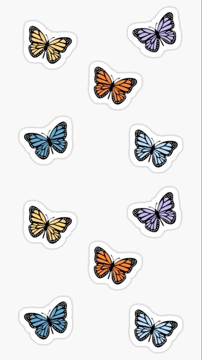 six different colored butterflies sticker