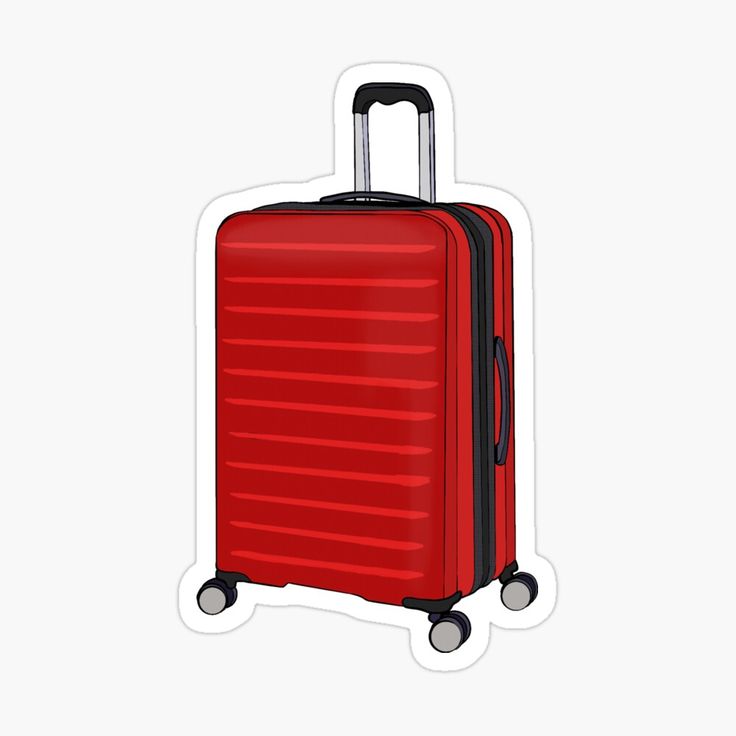 a red suitcase sticker on a white background