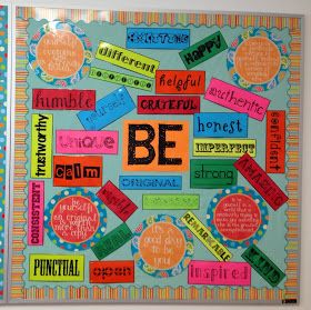 a bulletin board with words written in different languages on it and the word be surrounded by other words