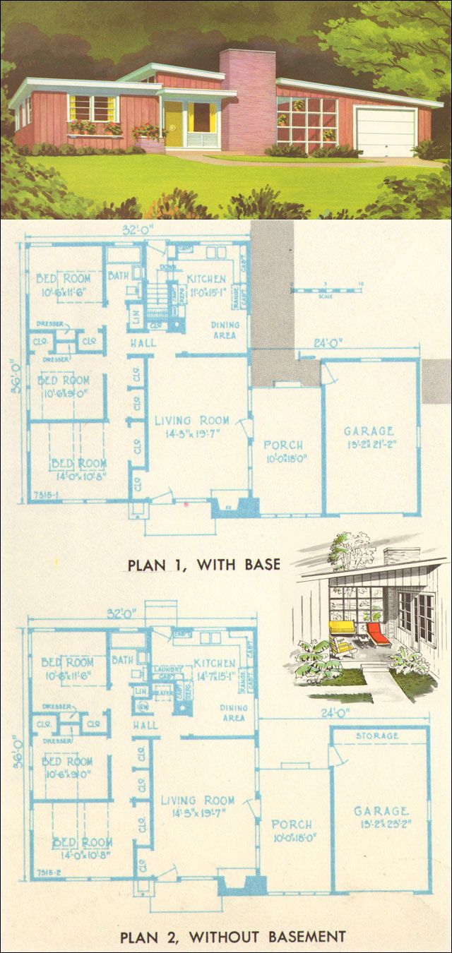 an old house with two different floor plans