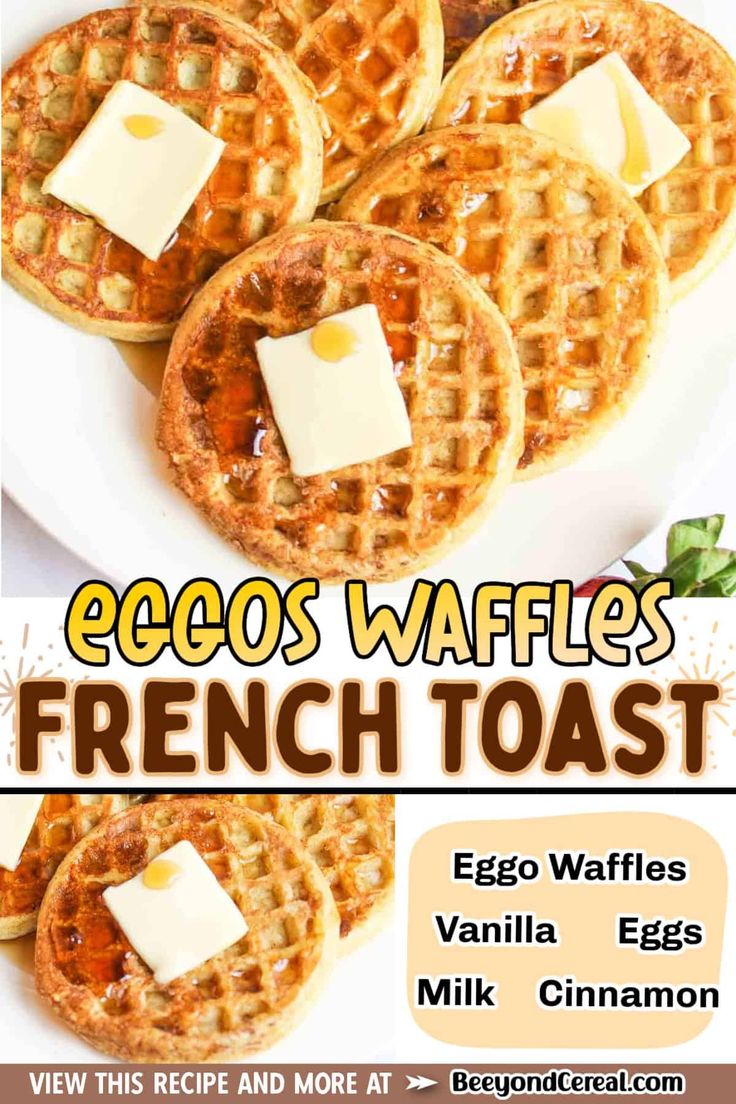 eggo waffles with butter and syrup on top