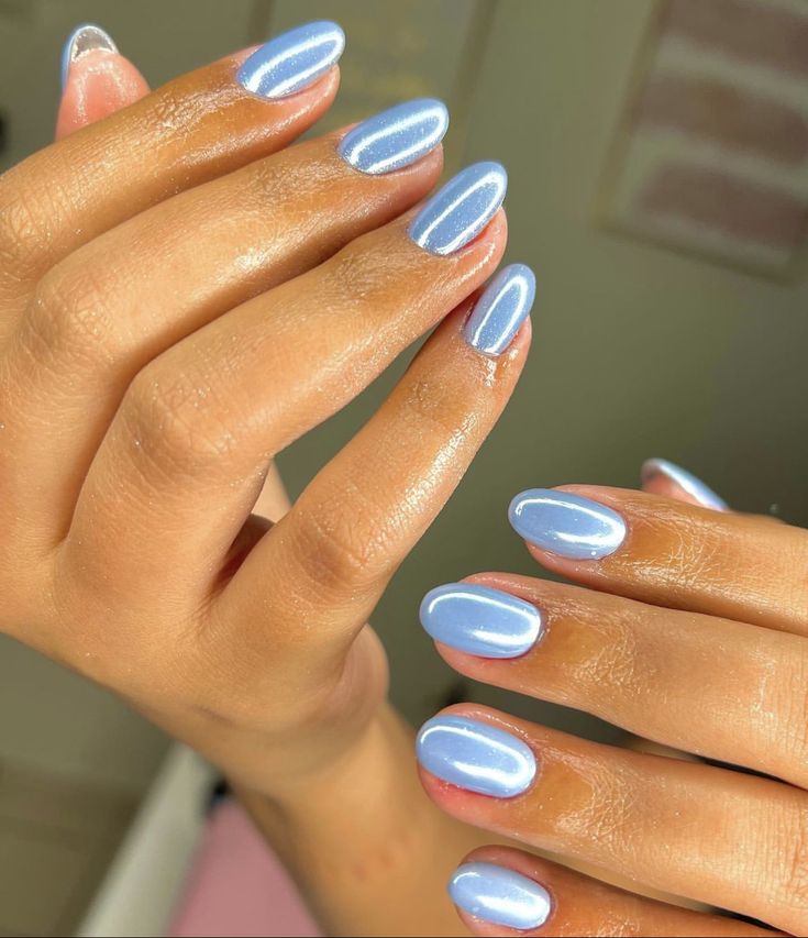 Blue Chrome, Cute Gel Nails, Fire Nails, Short Acrylic Nails, Nail Polishes, Chrome Nails, Cute Acrylic Nails, Blue Nails, Trendy Nails