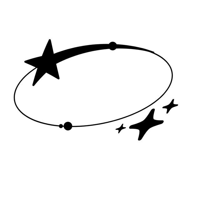 a black and white drawing of stars on a string