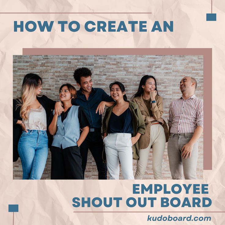 people standing in front of a brick wall with the words how to create an employee shot out board