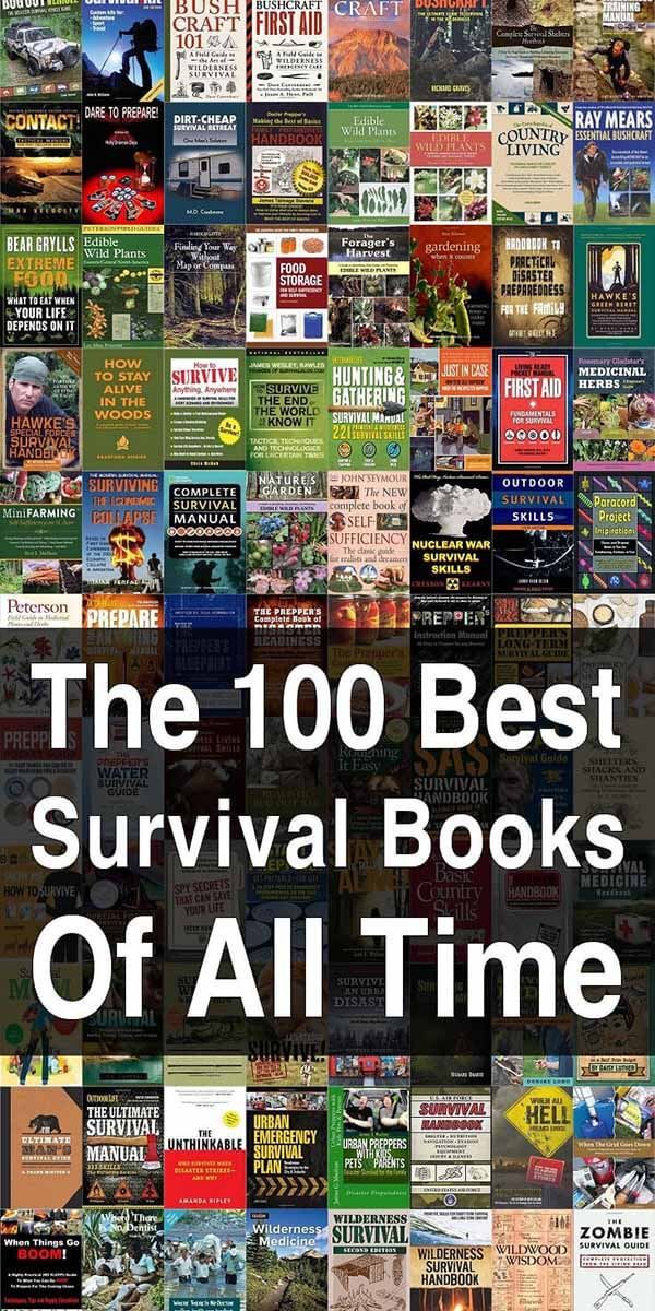 the 100 best survival books of all time by various authors and their names on them