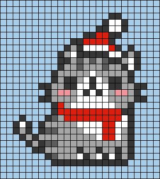 a cross stitch pattern with an image of a cat wearing a santa hat and scarf