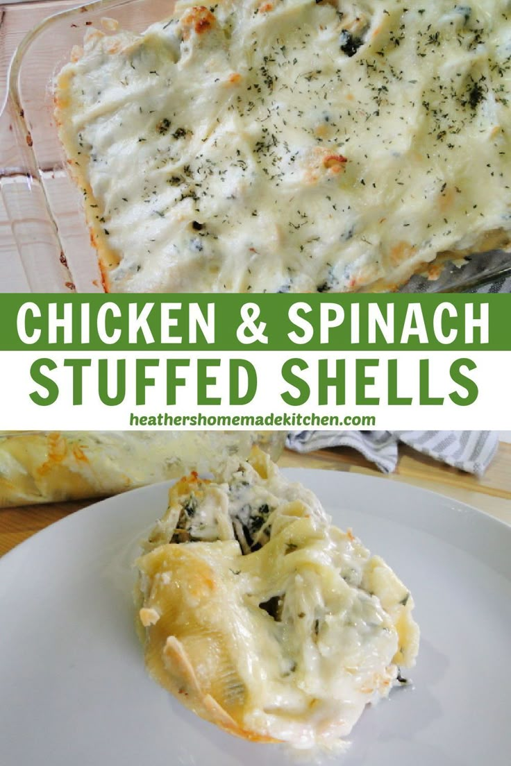 chicken and spinach stuffed shells on a plate