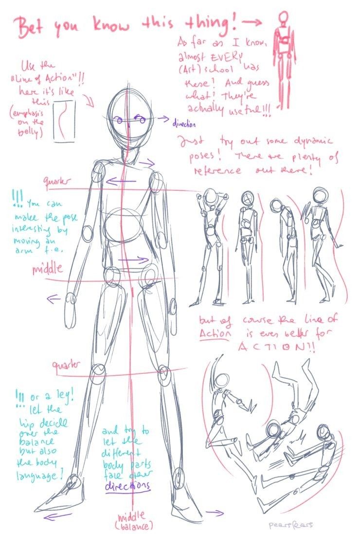 an image of a character sheet with instructions for how to draw the human body and head