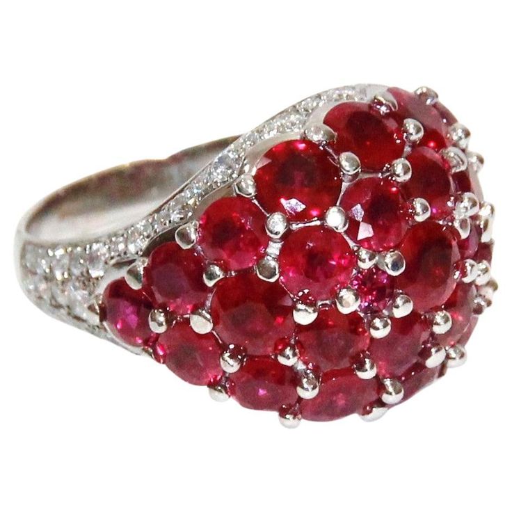 Graff 18K White Gold Burma Ruby ring. Comes with original Box and Appraisal From Graff Burma Ruby 19.23ctw White Diamonds 2.38ctw Retail $150,000.00 Ruby Jewelry, Domed Ring, July Birthstone, Ruby Diamond, Ruby Ring, White Diamonds, Cluster Ring, White Gold Rings, Diamond White