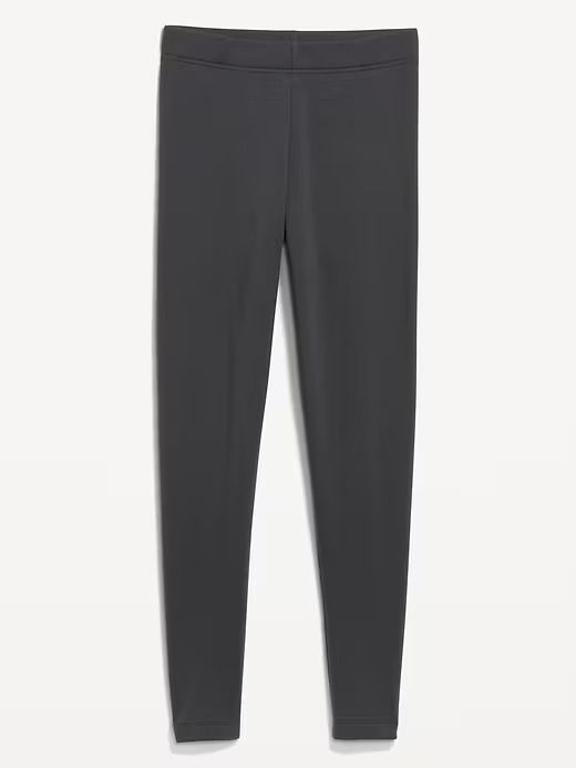 High-Waisted Fleece-Lined Leggings | Old Navy Versatile Pull-on Leggings For Fall, Minimal Stretch Athleisure Activewear For Fall, Fall Athleisure Activewear With Minimal Stretch, Casual Workout Pants With Minimal Stretch, Casual Leggings For Fall, Casual Gray Elastane Leggings, Versatile Bottoms With Ribbed Waistband For Fall, Full-length Gray Leggings For Fall, Sporty Leggings For Workwear In Fall