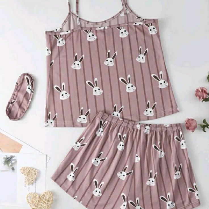 New In Package Pj Outfit, Rabbit Graphic, Purple Cute, Cartoon Rabbit, Mauve Purple, Winter Pajamas, Cute Pajamas, Pajama Set Women, Fashion Design Clothes