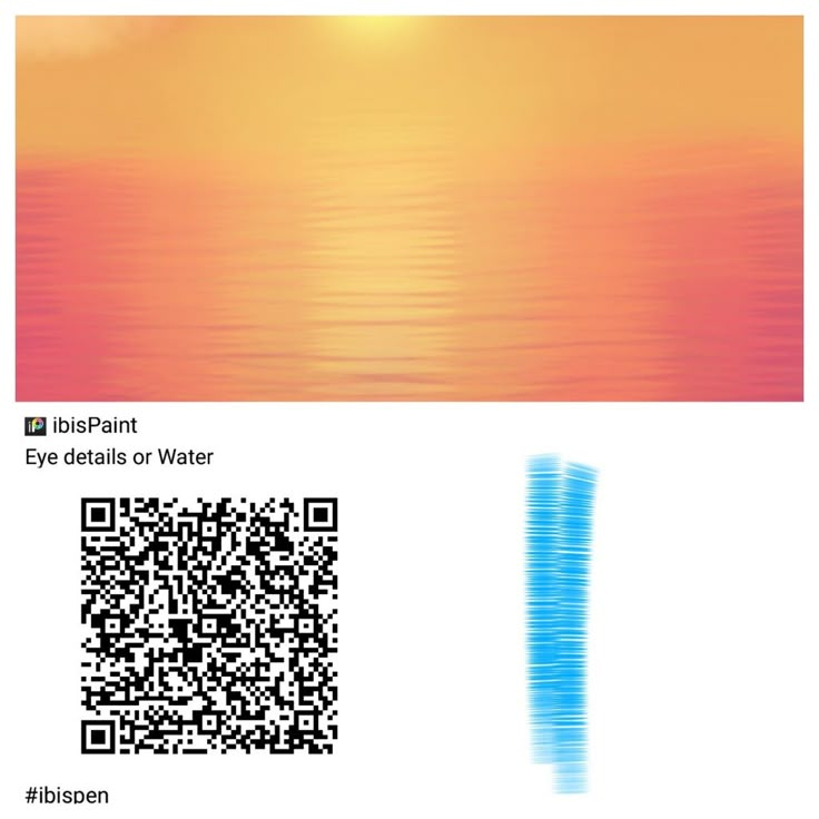 an orange and pink sunset over water with a qr code on the left side