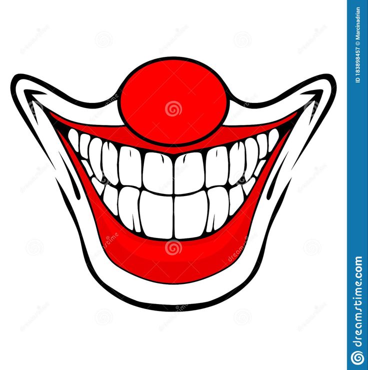 an image of a clown's mouth with a red ball on top of it