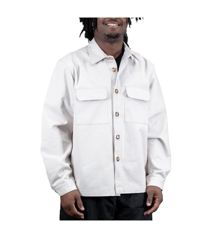 in stock White Long Sleeve Sport Coat For Fall, White Streetwear Outerwear With Pockets, White Long Sleeve Sport Coat With Pockets, Winter White Utility Jacket With Pockets, White Sport Coat For Fall Streetwear, White Long Sleeve Utility Jacket For Winter, Cream Outerwear In Relaxed Fit For Streetwear, White Single Breasted Sport Coat, White Single-breasted Sport Coat With Long Sleeves