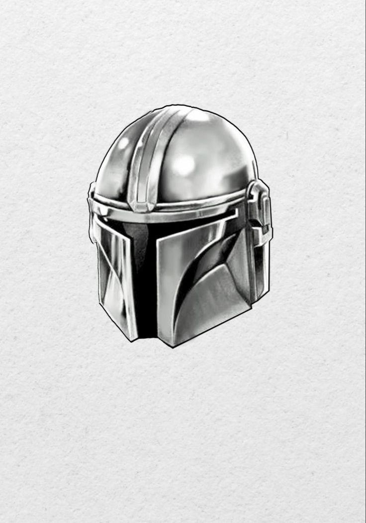 a drawing of a boba fett helmet