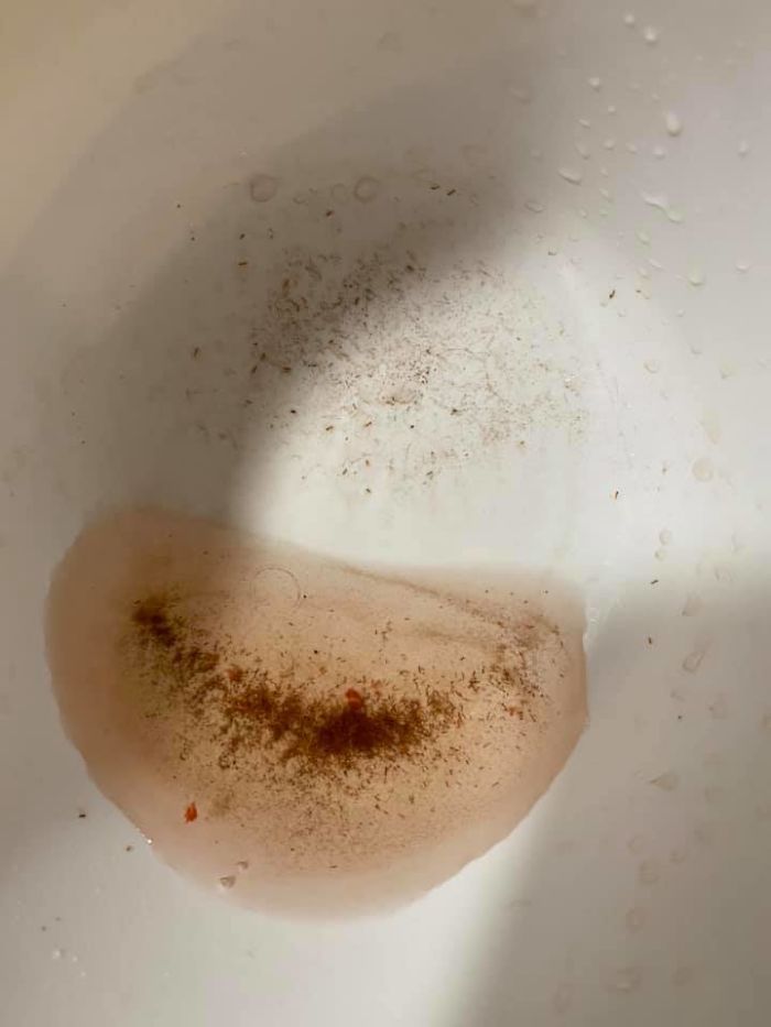 a brown substance in a white bowl