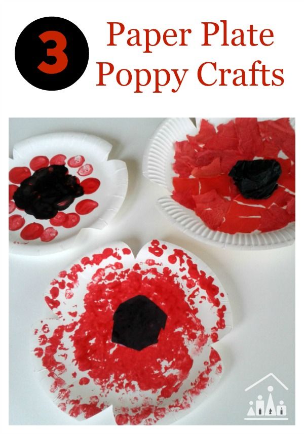 paper plate poppy crafts for kids to make