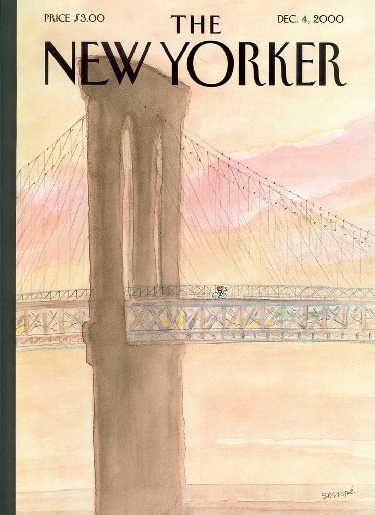 the new yorker magazine cover with a bridge in the background