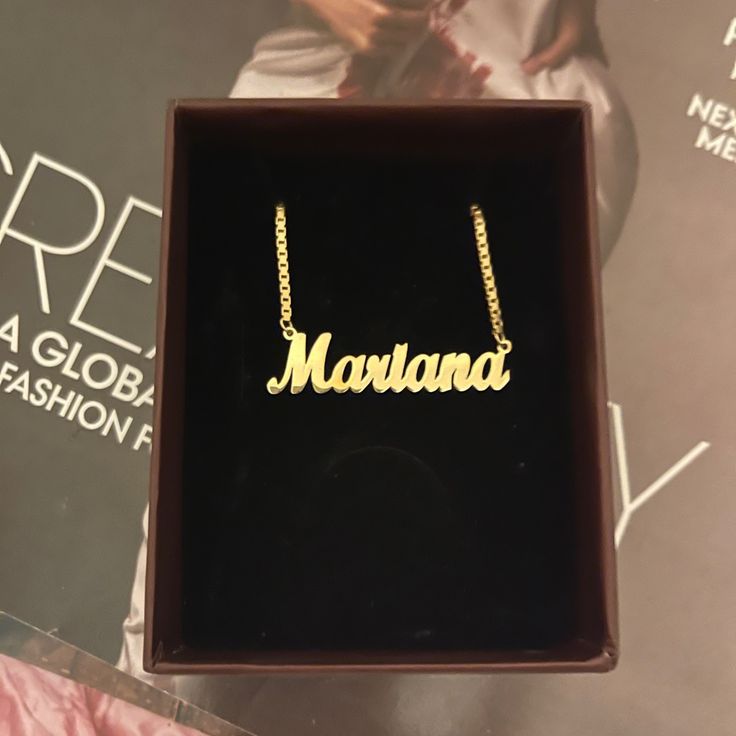 18 In Gold Color Necklace Personalization: Mariana Brand New/Never Worn Cheap Gold Pendant Name Necklace, Name Necklace Gold Mexican, Luxury Hallmarked Gold Name Necklace, Customized Gold Metal Name Necklace, Ximena Necklace, Color Necklace, Name Necklace, Womens Jewelry Necklace, Gold Color