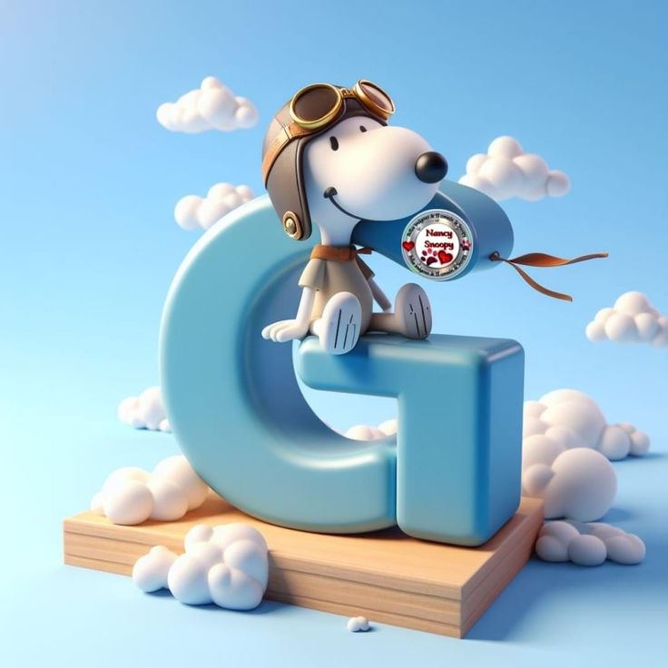 a cartoon dog is sitting on the letter e with sunglasses and a baseball cap over his head