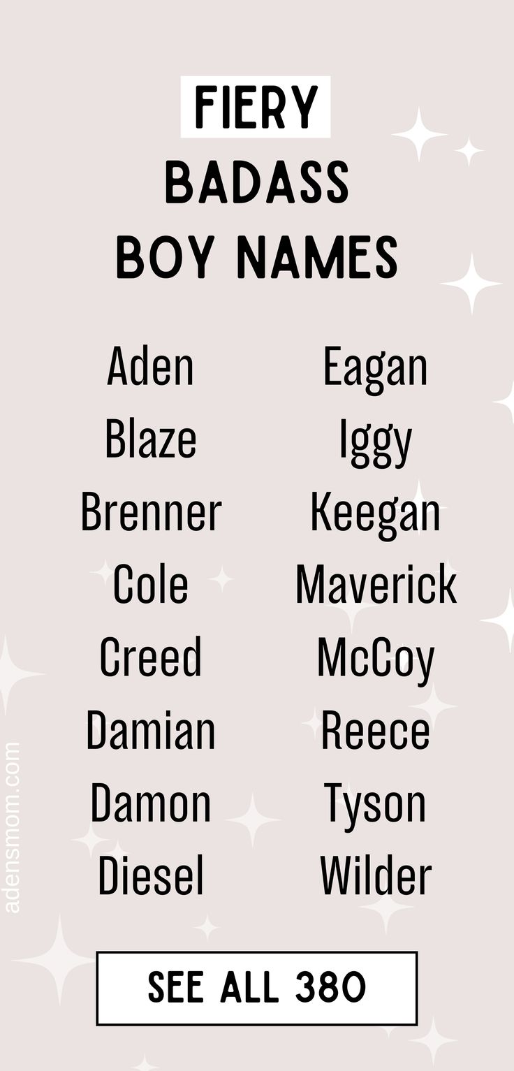 a poster with different types of names on it