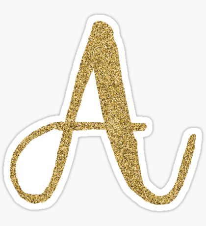 gold glitter sticker with the letter a in it's uppercase and lowercase