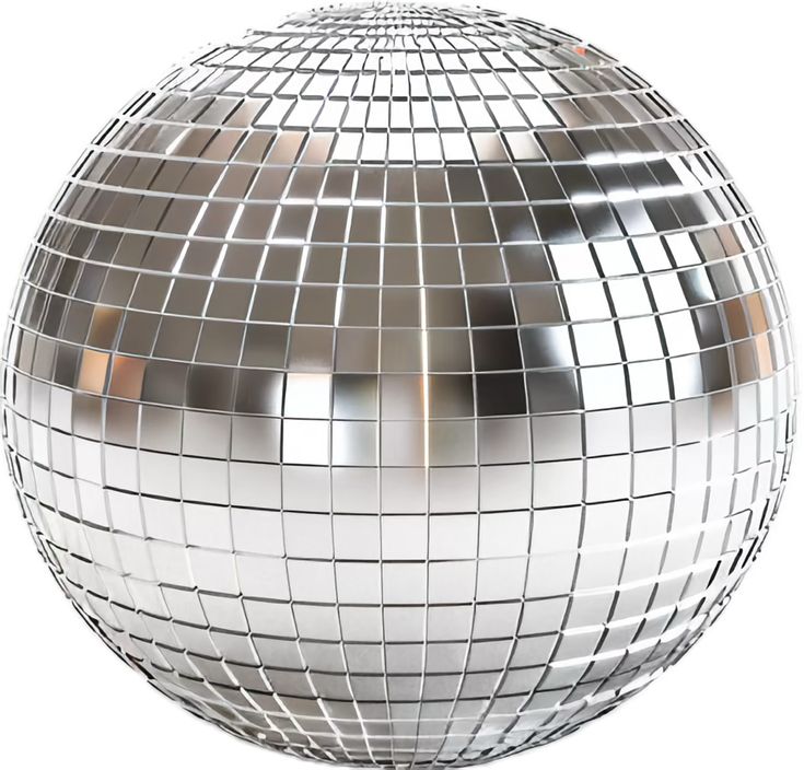 a shiny silver disco ball on a white background