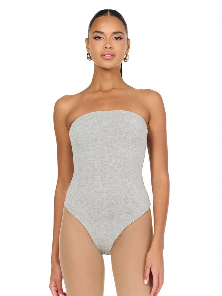 HEATHER GREY|0 Spring Second-skin Smoothing Bodysuit, Summer Bandeau Bodysuit With Built-in Bra, High Cut Bodysuit With Minimal Stretch For Summer, High Cut Summer Bodysuit With Minimal Stretch, High-cut Bodysuit With Minimal Stretch For Summer, Stretch Cotton Bodysuit With Lined Body, Spring Fitted Seamless Bodysuit, Summer Bodysuit With Minimal Stretch And High-cut Leg, Fitted High-cut Leg Summer Bodysuit