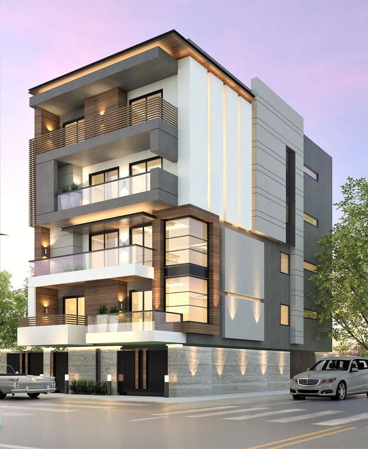 an artist's rendering of a modern apartment building