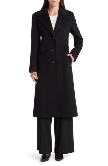 Fashioned from luxe Italian wool, this longline coat is the perfect way to elevate your outerwear portfolio. 47"length(size 8) Notched collar Back vent 100% acetate lining 100% wool Dry clean Made in the USA of imported fabric Long Single-breasted Wool Coat For Office, Long Wool Coat For Formal Occasions, Structured Wool Outerwear, Chic Wool Long Coat, Long Wool Coat For Office, Luxury Long Wool Outerwear, Formal Solid Color Long Wool Coat, Evening Wool Long Coat Single Breasted, Evening Wool Coat With Notch Lapel For Winter