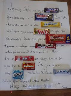 a letter written to someone about their love for chocolate bars and candy bar wrappers