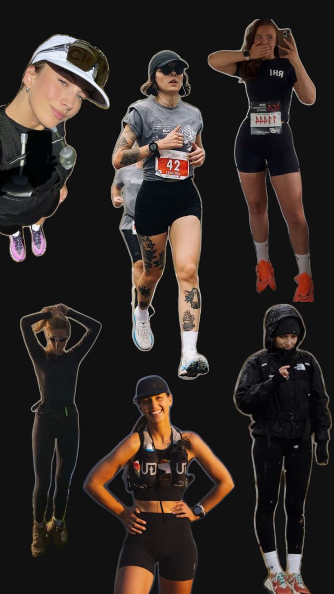 many different pictures of women in running gear